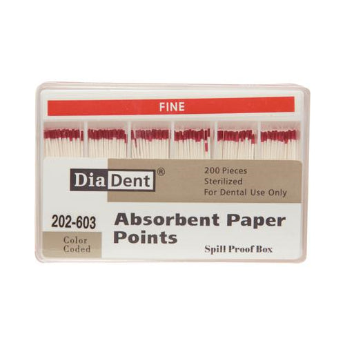 Diadent 202-603 Absorbent Paper Points Hand Rolled Spillproof Fine Red 200/Pk Diadent 202-603 Absorbent Paper Points Hand Rolled Spillproof Fine Red 200/Pk